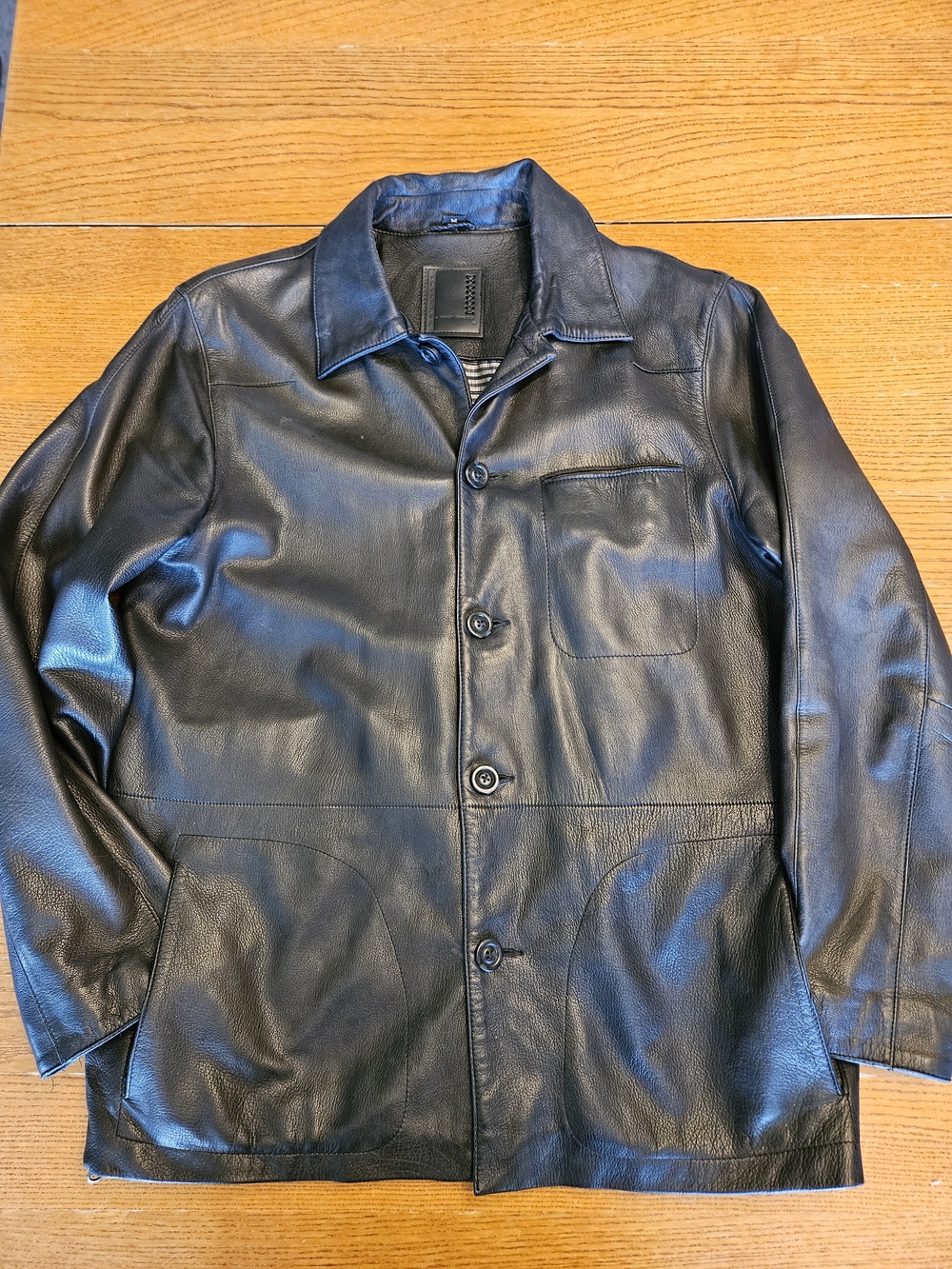 Vertical By Robert Comstock Black Goatskin Leather Coat